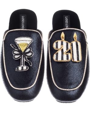 Laines London Classic Mules With Stripe 21St Birthday & Champagne Brooches - Blue