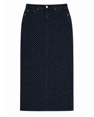 Rave on Trend Polka Dot Denim Skirt - Blue