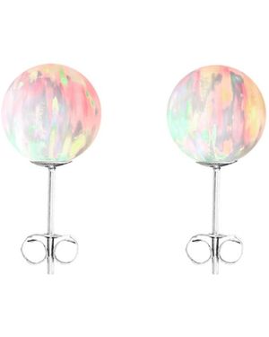 Ora Pearls Sun Opal Stud Earrings- Silver - Pink