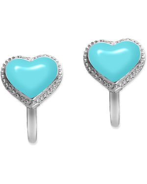 Grosse Platinum & Light Enamel Heart Clip On Earrings, Series Pop Heart - Blue