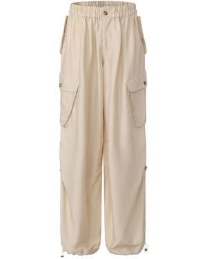 FRONT ROW SHOP Neutrals Ibiza Double Waist Trousers Ivory - Natural