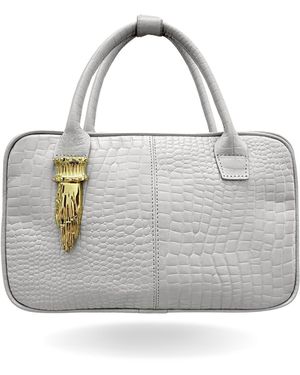 Indigolush The Dua Crossbody Leather Bag Ivory - Grey