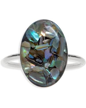 Kate Koel Statement Cocktail Abalone Shell Oval Ring - Yellow