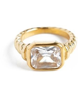 Superdivajewellery Croissant Clear Moon Ring - Metallic