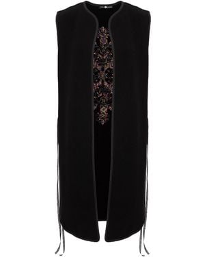 IZABELA MANDOIU Long Vest With Side Laces - Black
