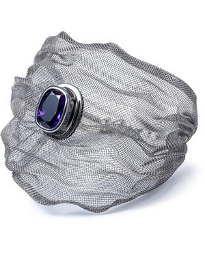 German Kabirski Yawara Limited Edition & Titanium Mesh Bracelet With Natural Amethyst - Metallic