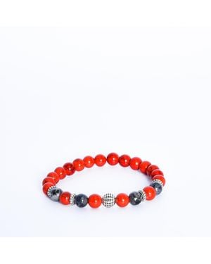 Addicted Odisseo Handcrafted Bracelet With Labradorite & Howlite - Red
