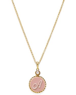 Vintouch Italy Gold Vermeil Pink Cameo Initial Necklace - Metallic
