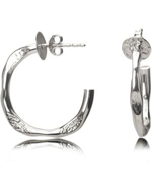 The Jewellery Store London Hammered Hoop Stud Earrings - Metallic