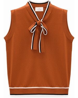 Peraluna Priscilla Bow-Tied Knit Sleeveless Blouse - Orange