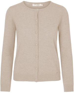 tirillm Neutrals Emilie Basic Cashmere Cardigan, Light Melange - Natural