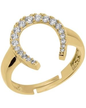 Spero London Sterling Horseshoe Equestrian Ring - Metallic
