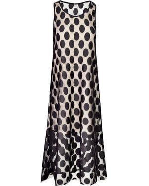 Oh!Zuza Neutrals Midi Transculent Polka Dot Dress - Black