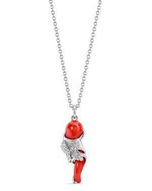 Unaloe Sterling Cornicello Leaf Pendant Necklace - White