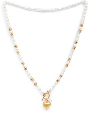 Pearls of the Orient Online Amare Cultured Freshwater Pearl Necklace With Vermeil Heart & Hematite Beads - Metallic