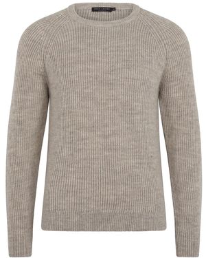 Paul James Knitwear Neutrals Sheepsoft British Wool Byron Fisherman Rib Knit Jumper - Grey