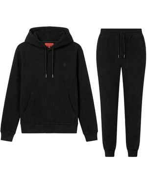 Maison Tangerine Shadow Knit Premium Cotton Sweatshirt & Joggers Tracksuit Set For - Black