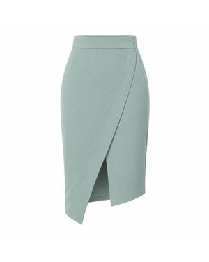 Smart and Joy Asymmetrical Skirt With Crossed Panels - Green