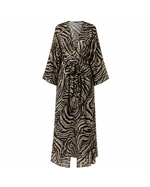 Nuvv Collection Zebra Print Resort Kaftan Dress - Black