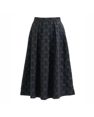 Louche Belita Bow Jacquard Midi Skirt - Blue