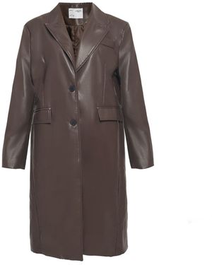 Ats the Label Classic Long Leather Blazer - Brown