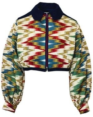 Couture to Your Door Upholstery Upcycled Denim Zip Jacket - Green