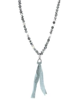 Anchor and Crew Jasper Luke, Stone & Cotton Voile Skinny Necklace X Wrap Bracelet - Metallic