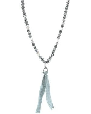 Anchor and Crew Jasper Luke, Stone & Cotton Voile Skinny Necklace X Wrap Bracelet - Metallic