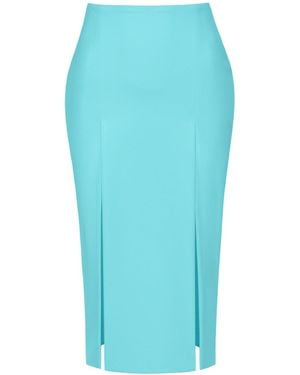 AGGI by HALEWSKI Salma Radiance Midi Pencil Skirt With Slits - Blue