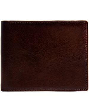 Time Resistance Leather Bifold Wallet - Brown