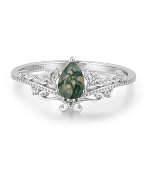 Azura Jewelry New York Lotus Moss Agate Ring Vermeil - Metallic