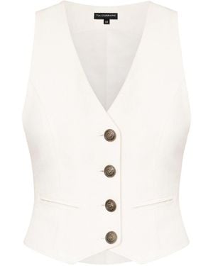 Tia Dorraine Single-Breasted Suiting Vest - White