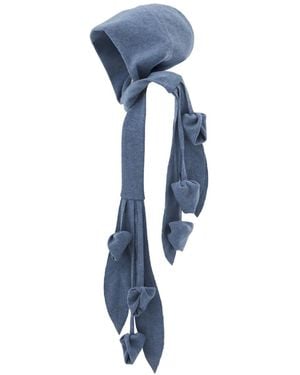 Julia Allert Self-Tie Double Knit Wool Hooded Scarf - Blue