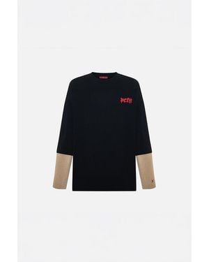Pcfg Daydreamers Printed T-Shirt With Acid Wash Sleeves - Black