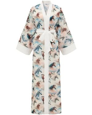 Roqaia Fashion House Whispering Horse Kimono - White