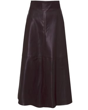 The Extreme Collection Midi Skirt Faux Leather Merlot - Brown