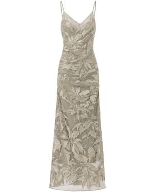 Belsize25 Mayfair Series Floral Embroidered Mesh Maxi Dress - Natural
