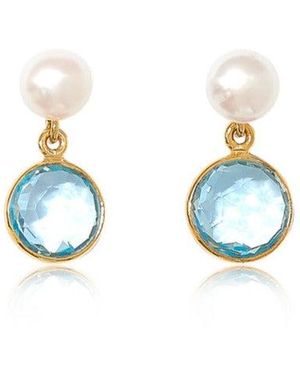 Pearls of the Orient Online Nova Topaz & Cultured Freshwater Pearl Drop Earrings - Blue