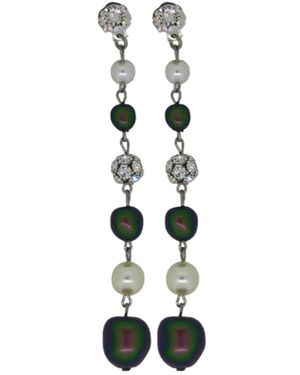 Vickisarge Neutrals Baroque Pearl Drop Earrings - Black