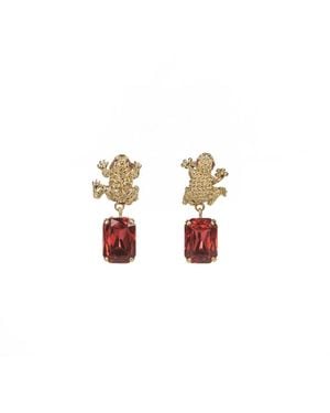Addicted Armonia Chadelier Earrings Plated With Ruby Crystal - White