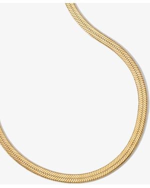 Elk & Bloom Flat Herringbone Chain 14K Choker Necklace - Metallic