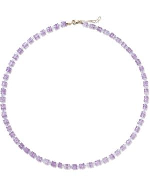 Bombyx House Birthstone February Amethyst Heishi Necklace - Metallic