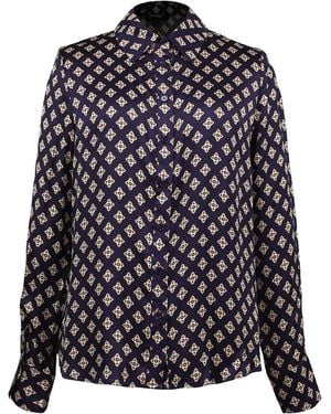 Smart and Joy Graphic Print Satin Long Sleeves Shirt - Black