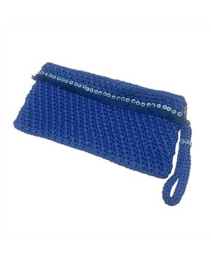 N'Onat Evil Eye Hand Crochet Pouch - Blue