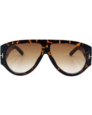 Hortons England Oversized Aviator Sunglasses - Brown