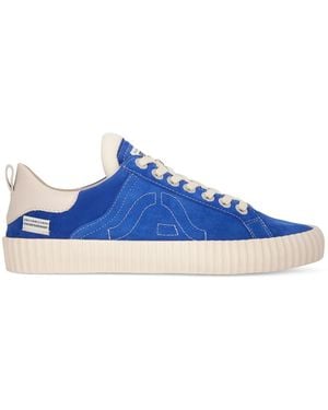 Springa | Unique Vulcanized Sneakers Italian Handmade Wavy Suede Light Trainers - Blue