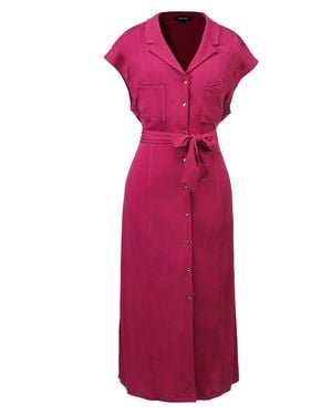 Smart and Joy Tailor Collar Shirt-Dress - Purple