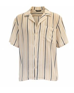 ORIGIN OF HEARTS Neutrals Senai Striped Cotton Resort Shirt - Natural