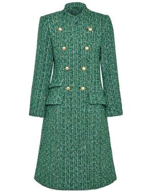 Guinea London Military Style Boucle Tweed Coat - Green