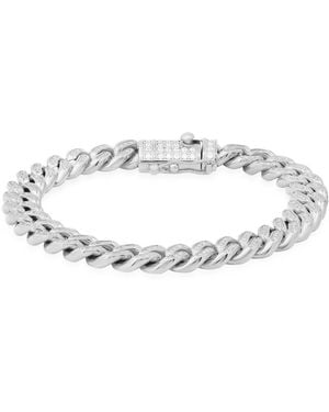 Steeltime Stainless Steel 10Mm Miami Cuban Link Cz Iced Out Bracelet With Box Clasp 9 Inch - Metallic